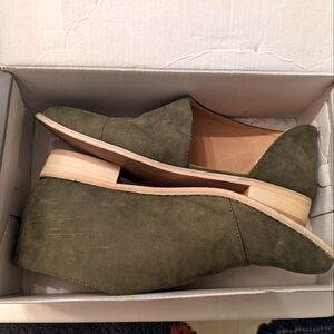 8 olive slip-ons